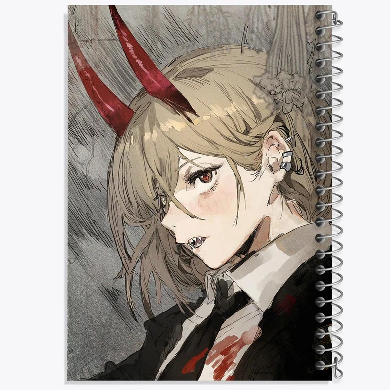 دفتر ژورنال نویسی 50 برگ خندالو مدل نقطه ای طرح پاور انیمه مرد اره ای Chainsaw Man کد 17918