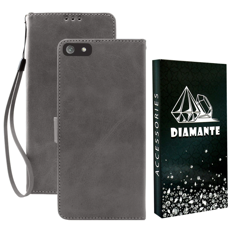 کیف کلاسوری دیامانته مدل gray Bk مناسب برای گوشی موبایل هواوی Y5 2018 به همرا بند آویز