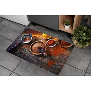 پادری مدل سه لایه رویه مخمل طرح آشپزخانه کد S629 سایز 75x45 سانتی متر