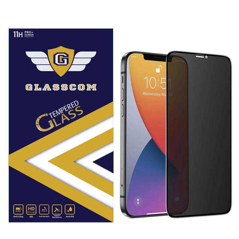 محافظ صفحه نمایش حریم شخصی گلس کام مدل GC-12PV مناسب برای گوشی موبایل اپل iPhone 12 / 12 Pro