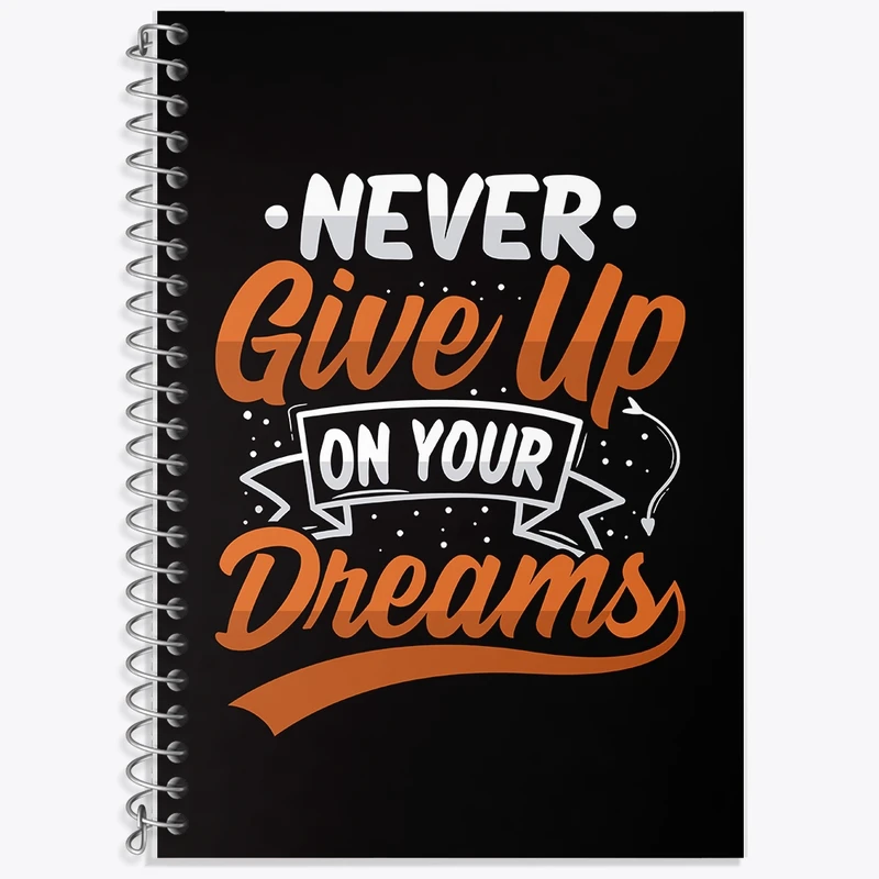دفتر زبان 50 برگ خندالو مدل دو خط طرح Never Give Up On Your Dreams کد F1044