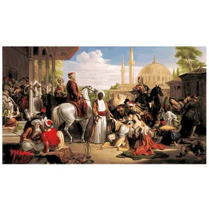 نخ و نقشه تابلو فرش سیرمان طرح بازار برده ها کد 6945