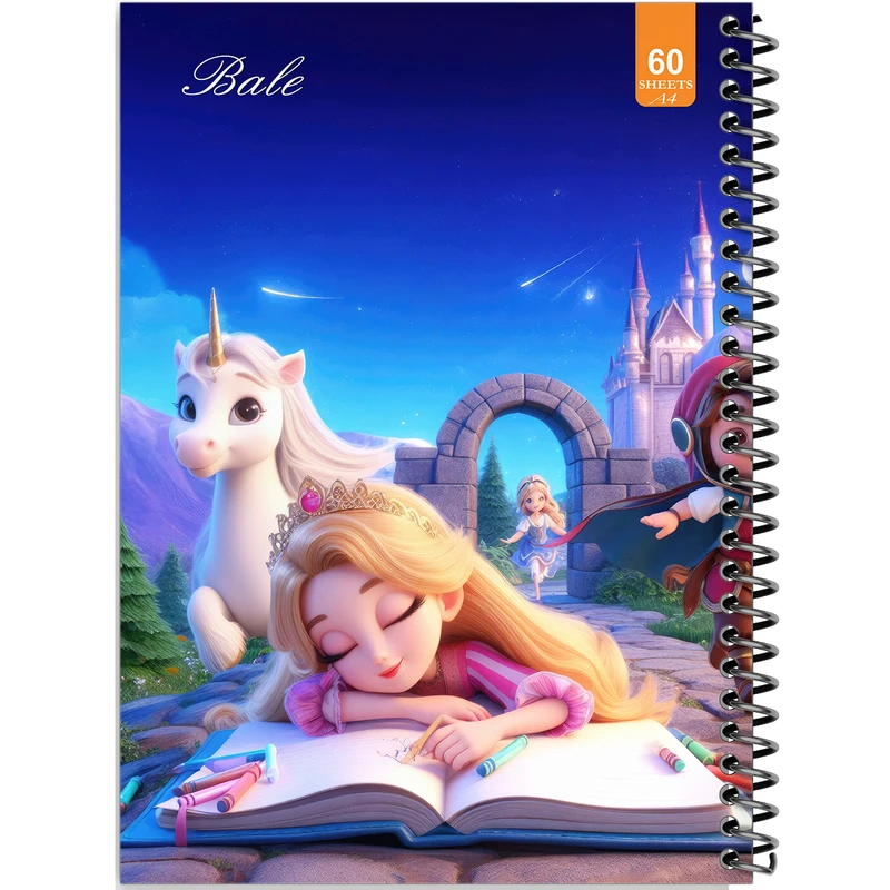 دفتر نقاشی 60 برگ انتشارات بله طرح فانتزی دختر کوچولوی نقاش کد A4-O296