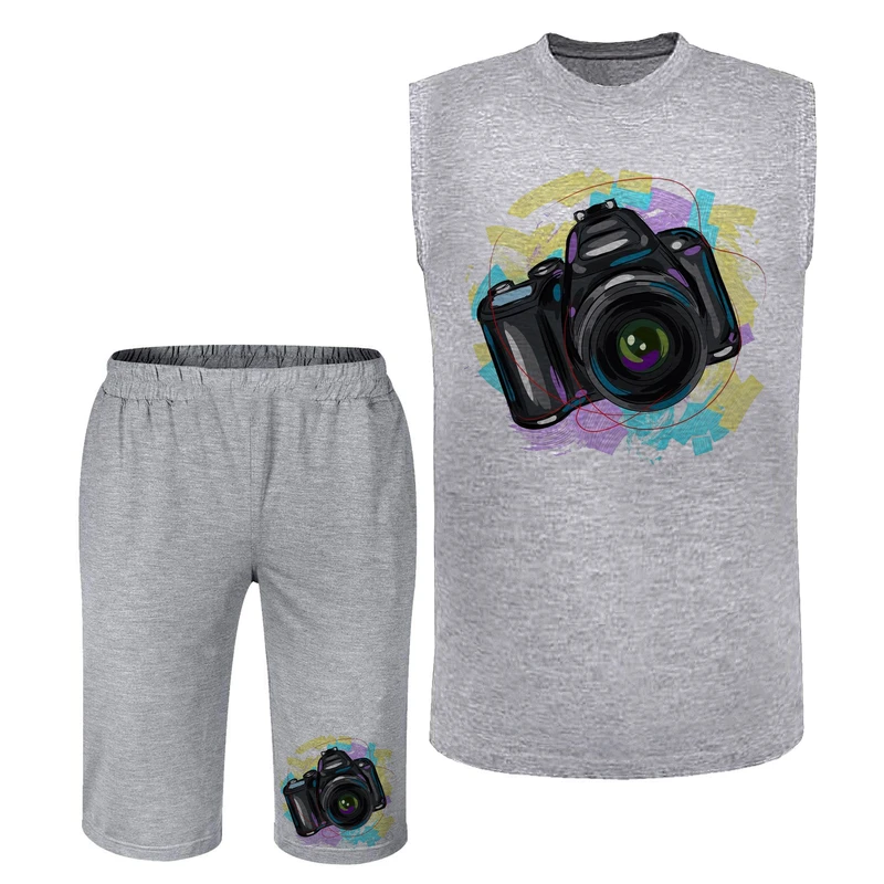 ست تاپ و شلوارک مردانه مدل دوربین عکاسی کد N272