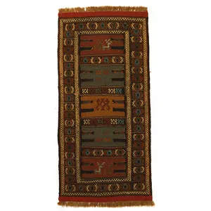 گلیم دستبافت مدل سفره کردی کد 4103513