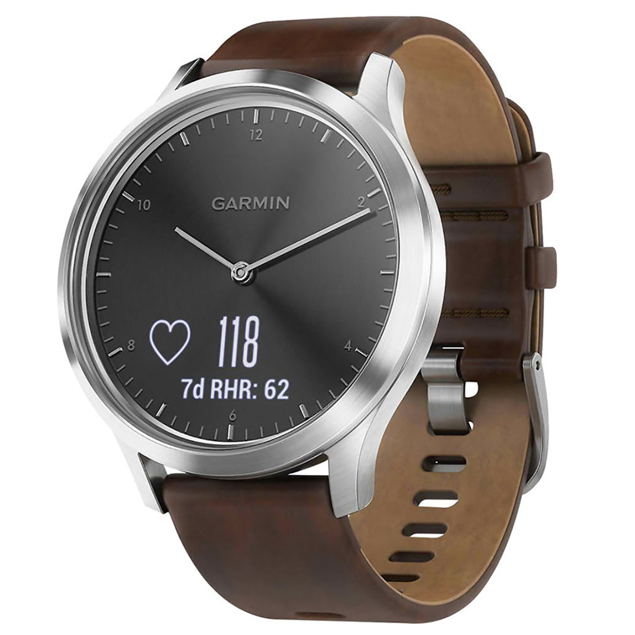 ساعت مچی هوشمند گارمین مدل VIVOMOVE HR SILVER LEATHER BAND