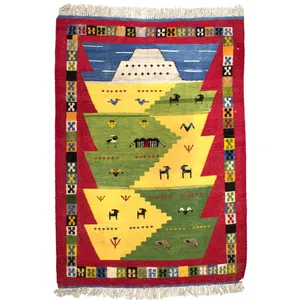 گلیم گبه دستبافت یک  و نیم متری سلتم کد 016