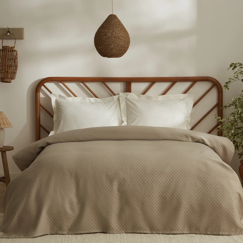 روتختی یک نفره کاراجا هوم مدل Doğasever Lorena Bej Bambu Pike T.K سایز 230x160 سانتی متر