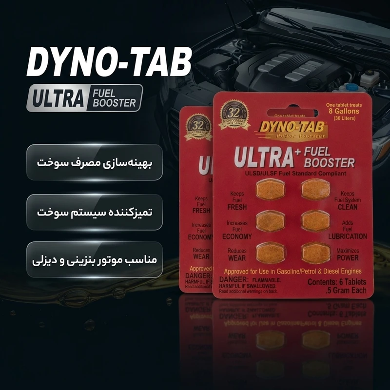 عکس شماره 2 : قرص مکمل سوخت خودرو داینوتب مدل اولترا کد 45720 بسته 12 عددی