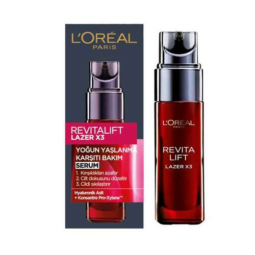 سرم ضد چروک لورآل مدل Revitalift Lazer X3 Yogun Yaslanma Karsiti Bakim حجم 30 میلی لیتر