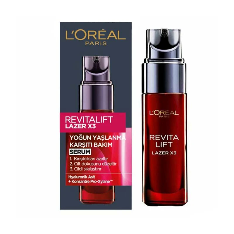 سرم ضد چروک لورآل مدل Revitalift Lazer X3 Yogun Yaslanma Karsiti Bakim حجم 30 میلی لیتر