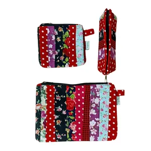 کیف پارچه ای بخچه مدل چهلتکه دوزی مجموعه سه عددی