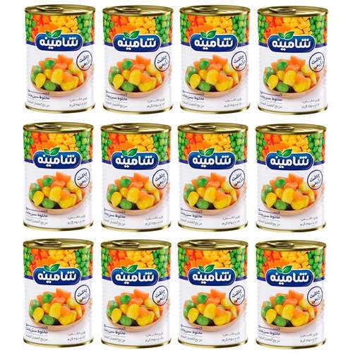 کنسرو مخلوط سبزیجات شامینه - 350 گرم بسته 12 عددی