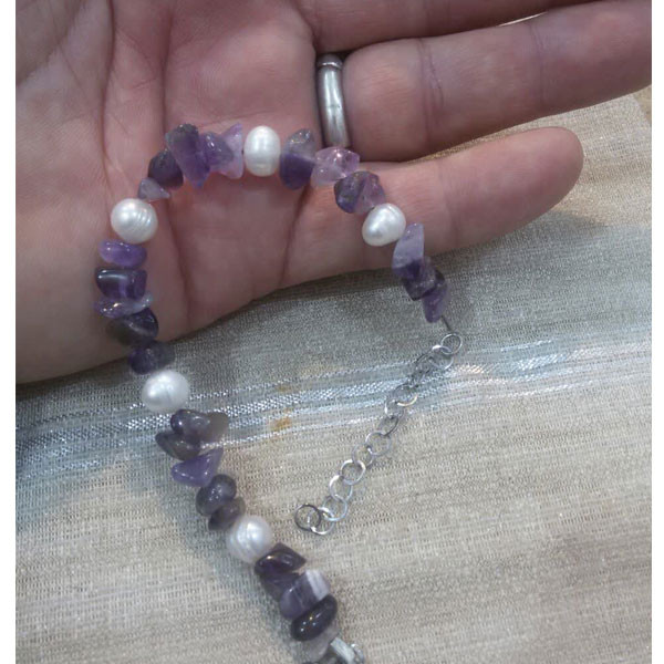 دستبند مدل آمتیست و مروارید