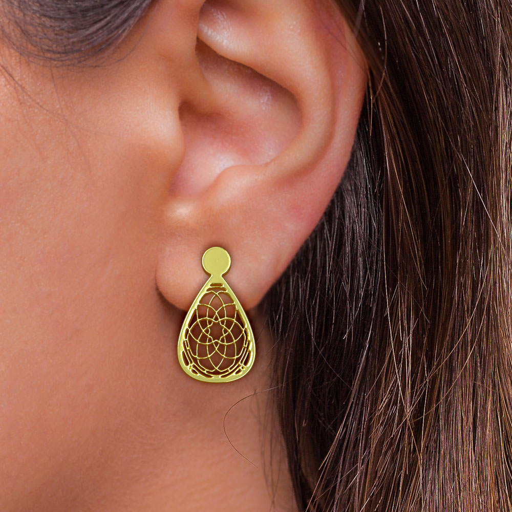 گوشواره طلا 18 عیار زنانه مدوپد مدل هندسی کد GA1-13318