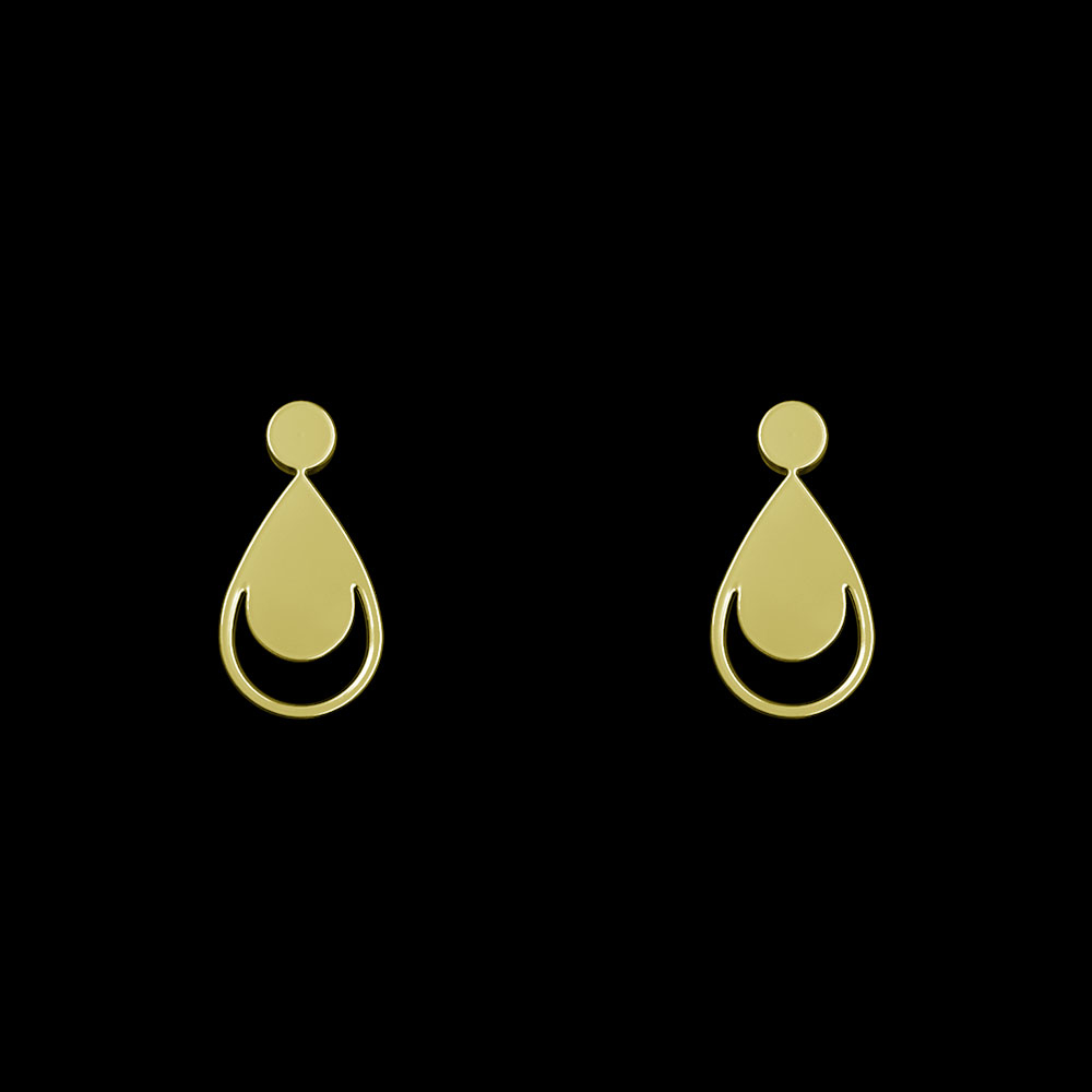 گوشواره طلا 18 عیار زنانه مدوپد مدل هندسی کد GA1-14153