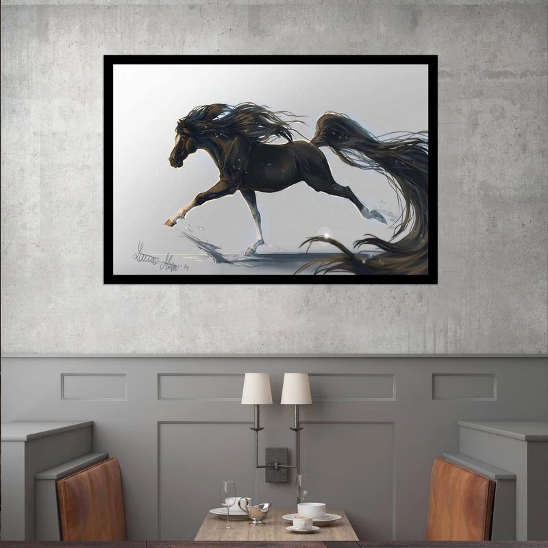 تابلو بکلیت طرح اسب سیاه مدل قاب شاسی B-s7722