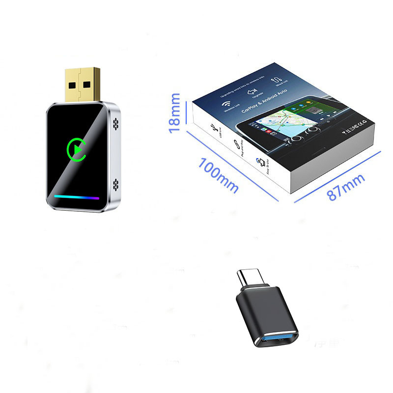کارپلی و اندروید اتو مدل Wireless CarPlay/Android Auto Q1JS به همراه مبدل USB به USB-C