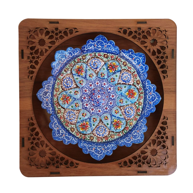 بشقاب میناکاری مسی مدل گل کد 2000 16