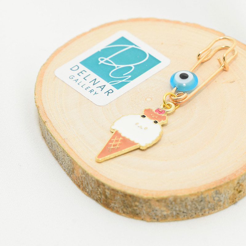 سنجاق سینه دخترانه دلنار گالری مدل بستنی خرسی و چشم نظر