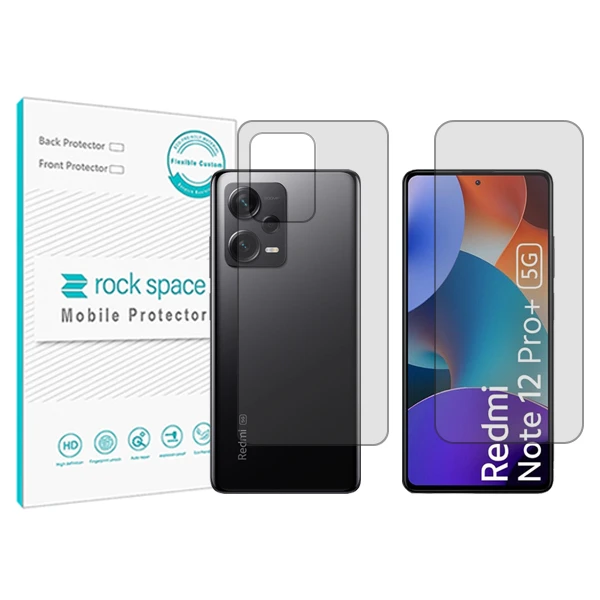 محافظ صفحه نمایش شفاف راک اسپیس مدل HyGEL مناسب برای گوشی موبایل شیائومی + Redmi Note 12 Pro به همراه محافظ پشت گوشی