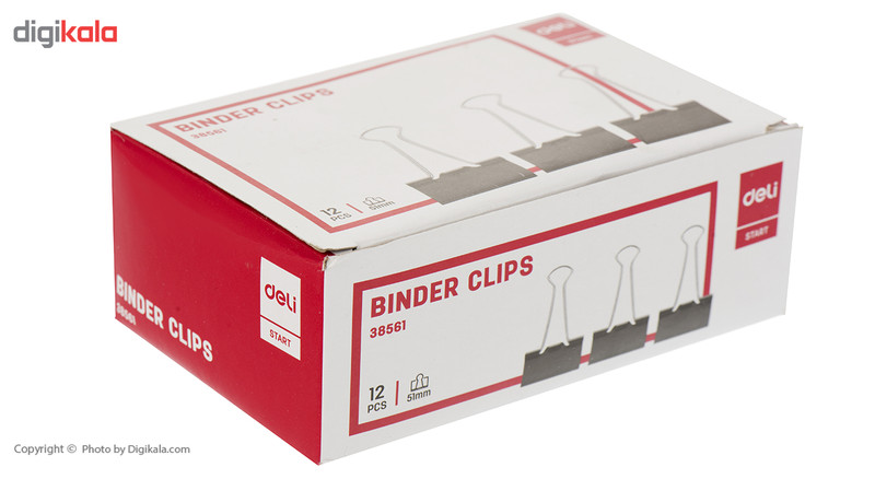 گیره کاغذ دلی مدل E38561 سایز 51 میلی متر - بسته 12 عددی