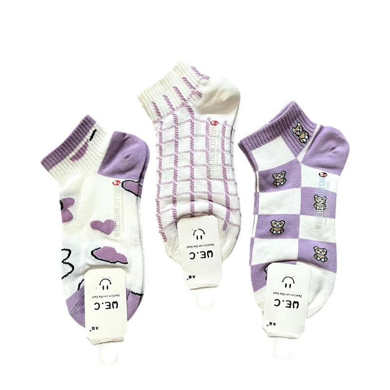 جوراب ساق کوتاه زنانه مدل کشباف بسته سه عددی