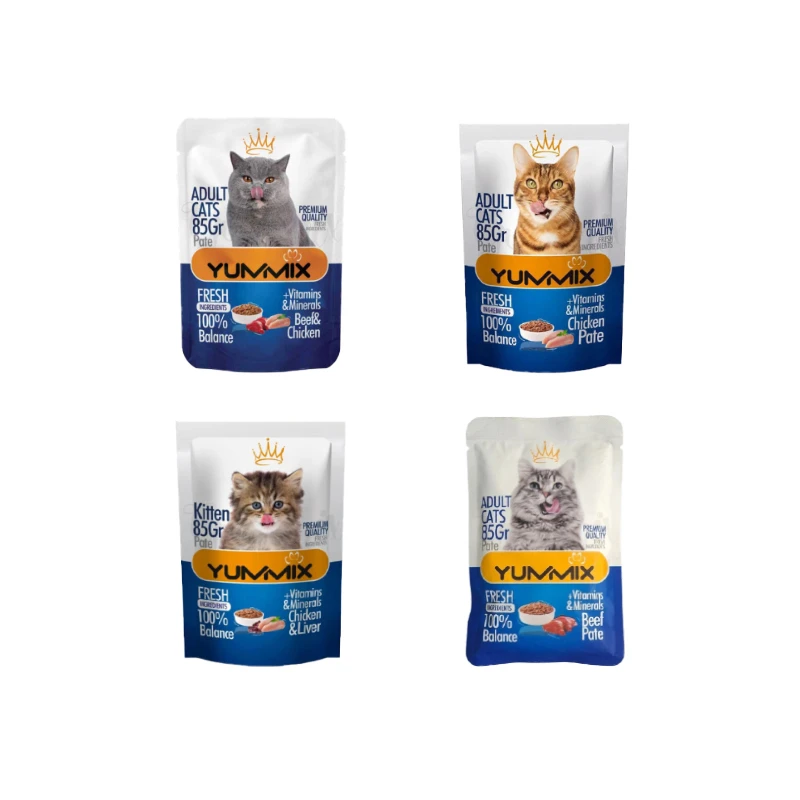 پوچ گربه بالغ یامیکس مدل پک پته طعم مرغ وزن 340 گرم بسته 4 عددی