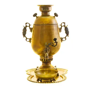 سرویس سماور ذغالی 3 پارچه برنجی مدل جام کد 3685