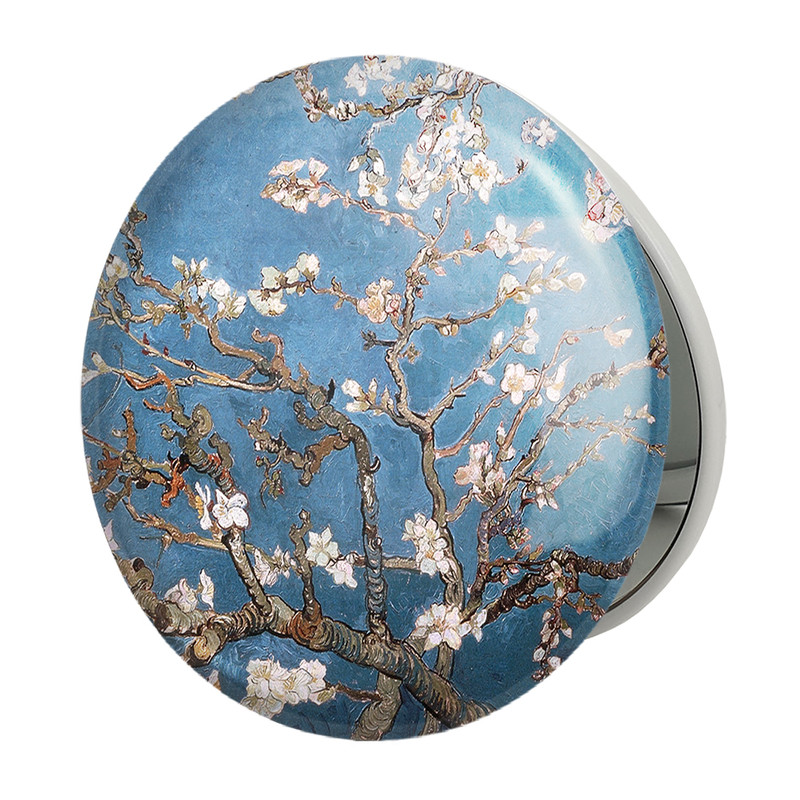 آینه جیبی خندالو طرح نقاشی شکوفه های بادام اثر ونسان ونگوگ مدل تاشو کد 25463