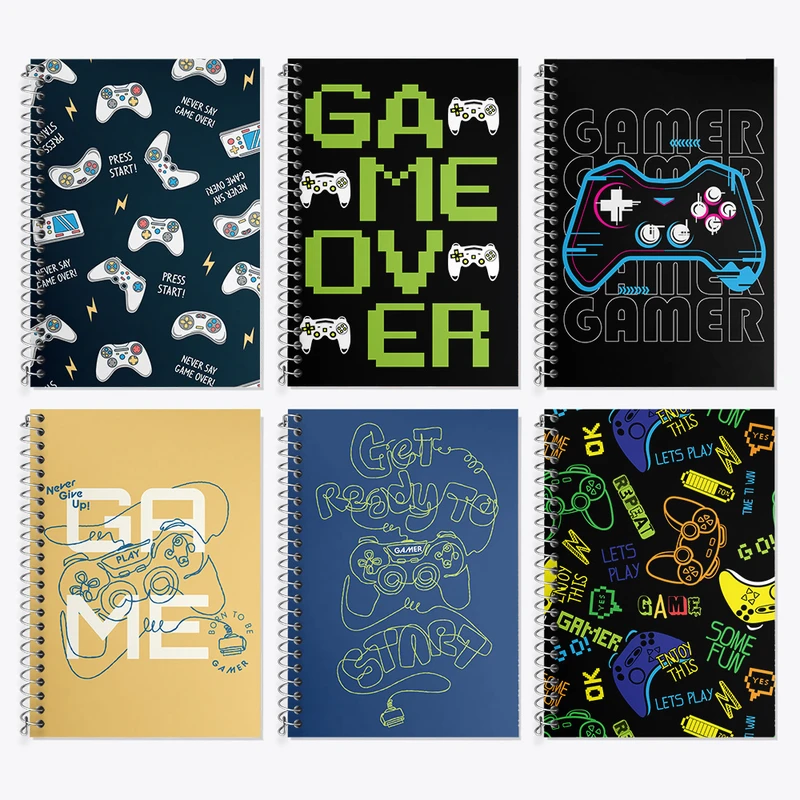 دفتر زبان 50 برگ خندالو مدل دو خط طرح گیمر (Gamer) کد 142 مجموعه 6 عددی