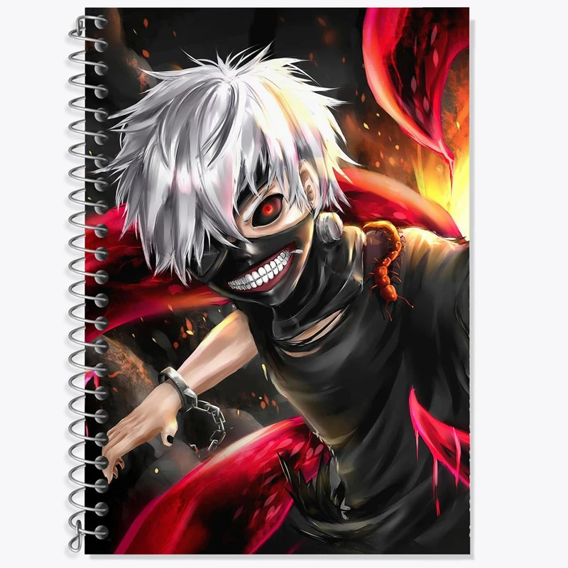دفتر زبان 50 برگ خندالو مدل سه خط طرح کانکی کن انیمه توکیو غول Tokyo Ghoul کد 11895