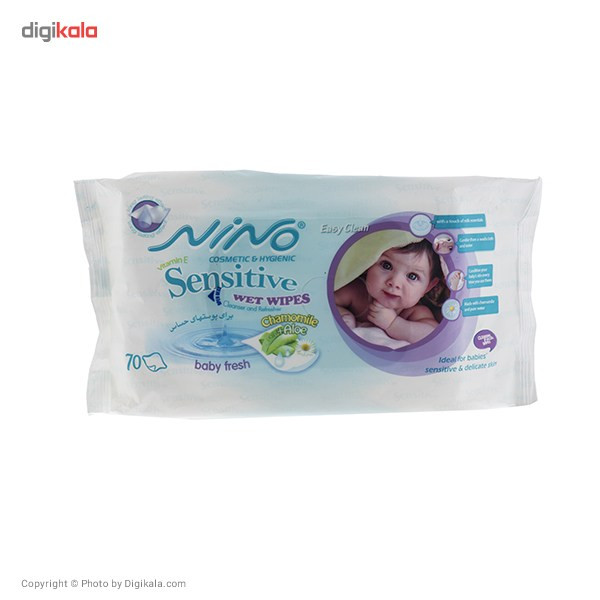 دستمال مرطوب کودک نینو مدل Sensitive - بسته 70 عددی