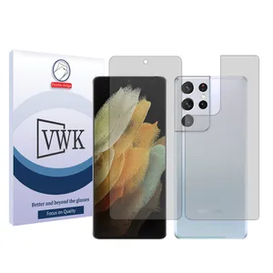 VWK Tough model transparent screen protector suitable for Samsung Galaxy S21 Ultra 5G mobile phone along with the back protector