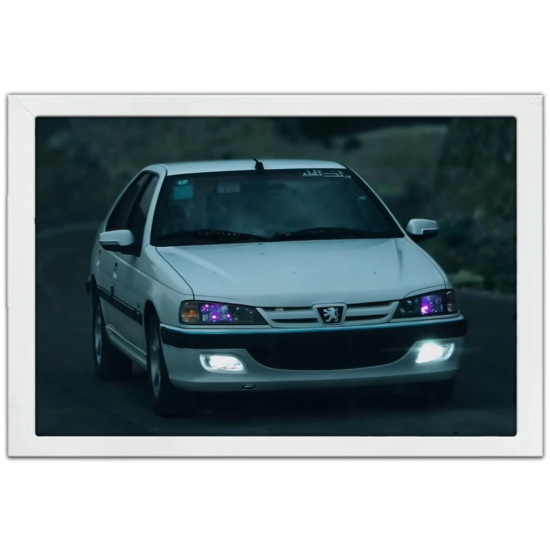 تابلو بکلیت طرح ماشین و خودرو پژو پارس مدل W-po1524 فریم سفید