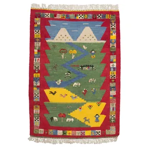 گلیم گبه دستبافت یک و نیم متری گالری سلام کد 019