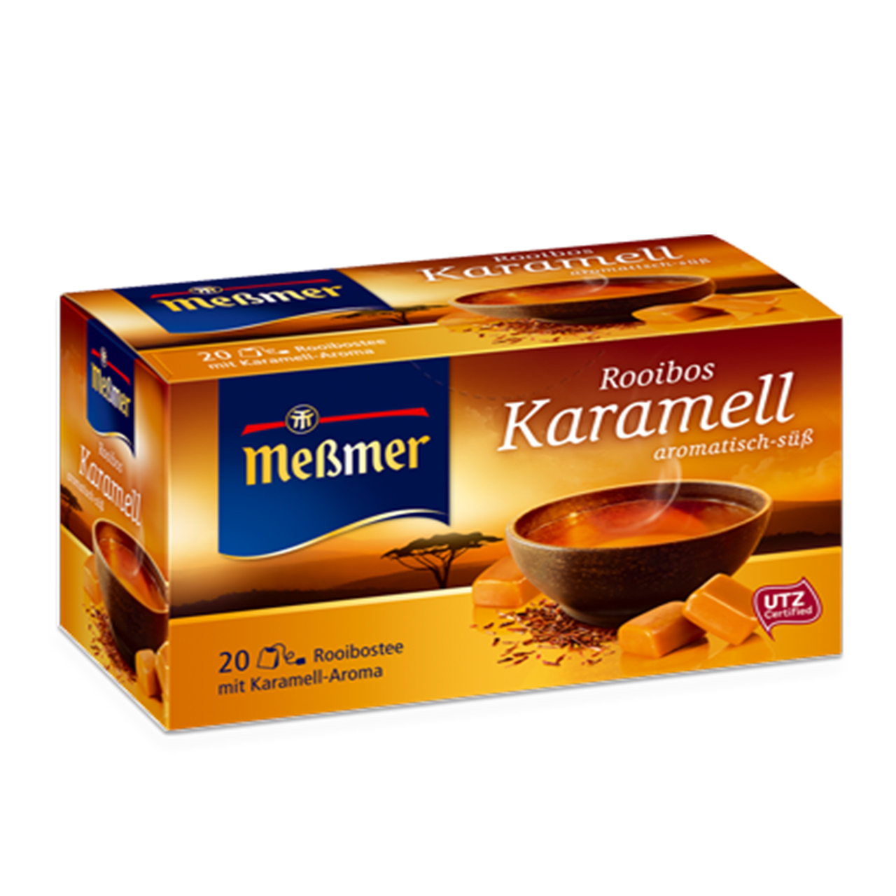 دمنوش آلمانی رویبوس کارامل مسمر مدل Rooibos Karamell بسته 20 عددی