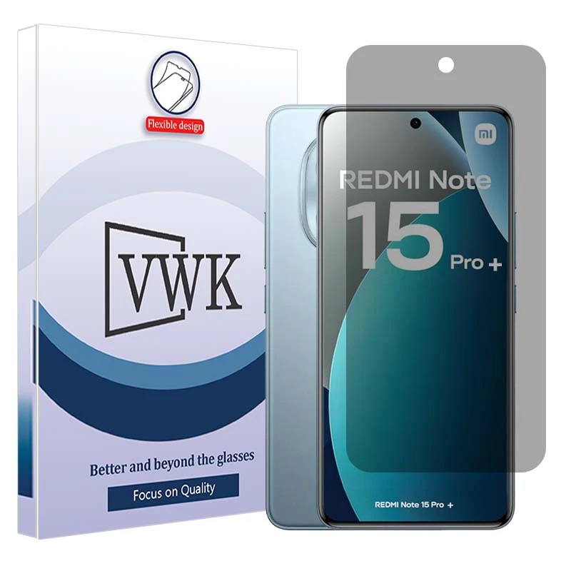 محافظ صفحه نمایش حریم شخصی وی دبلیو کی مدل هیدروژلی مناسب برای گوشی موبایل شیائومی Redmi Note 15 Pro Plus