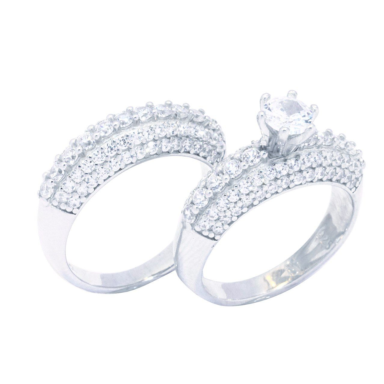 انگشتر نقره زنانه مدل 001 مجموعه 2 عددی