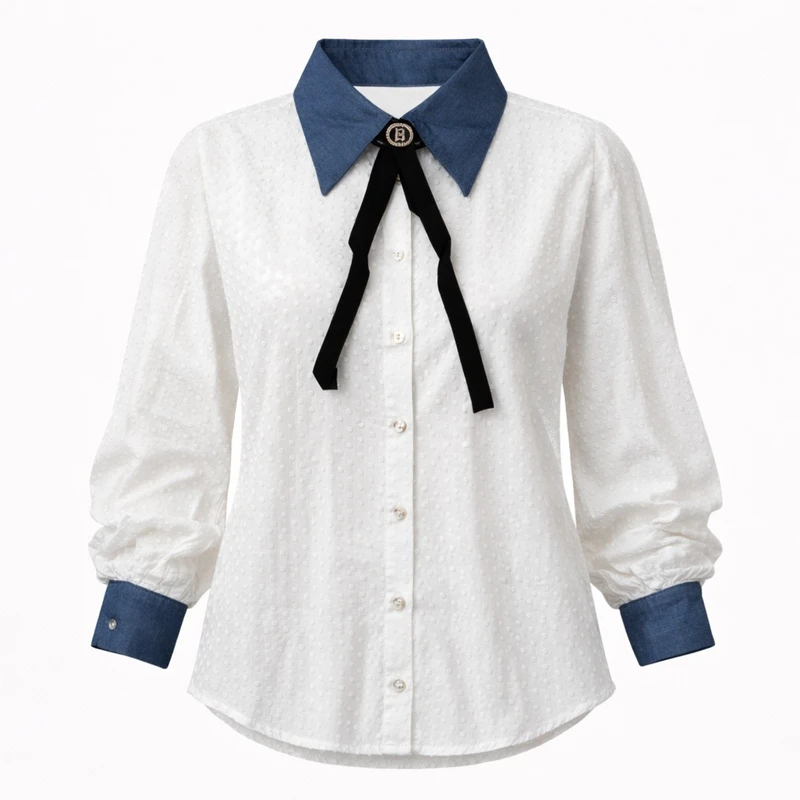 شومیز آستین بلند یقه کراواتی زنانه مدل 1251