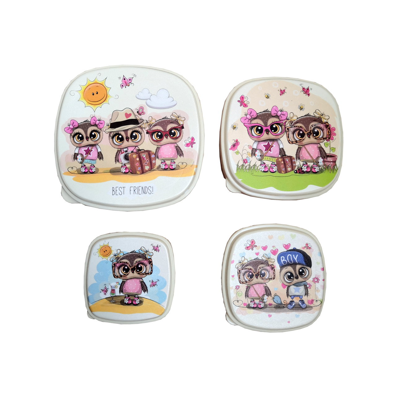  ظرف نگهدارنده مدل جغد مجموعه 4 عددی 