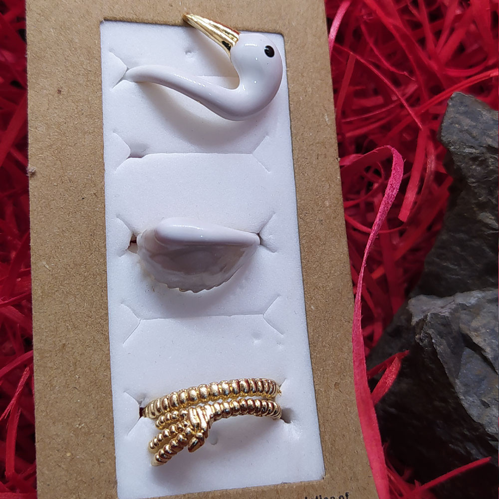 انگشتر زنانه طرح حیوانات مجموعه 3 عددی