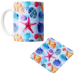 ماگ پاد آفرین مدل ستاره دریایی صدف کد PZ295 به همراه زیرلیوانی