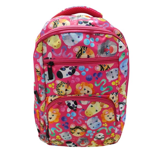 کوله پشتی مدرسه مدل چهار زیپ طرح حیوانات کد 007