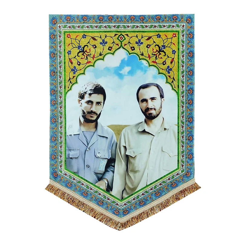 پرچم مدل مذهبی دفاع مقدس طرح شهید حسین خرازی و شهید ابراهیم همت