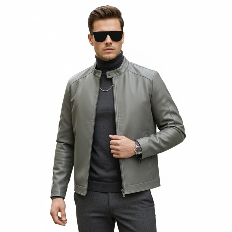 کت چرم مردانه مدل یقه دیپلمات