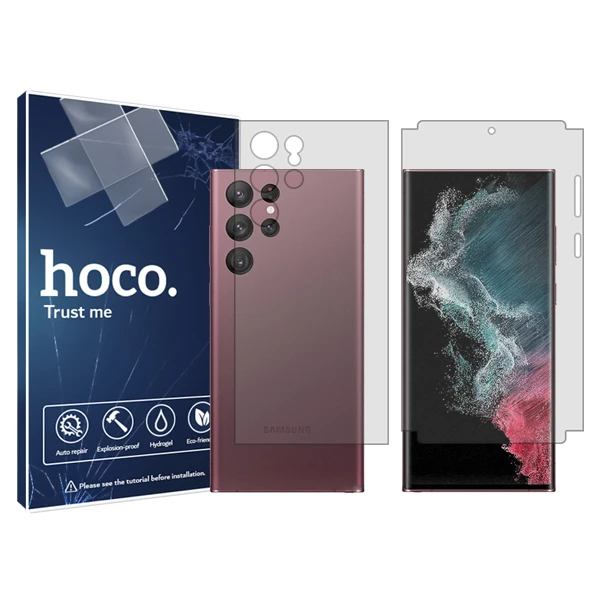 محافظ صفحه نمایش شفاف هوکو مدل HyGEL مناسب برای گوشی موبایل سامسونگ Galaxy S22 Ultra 5G به همراه محافظ پشت گوشی