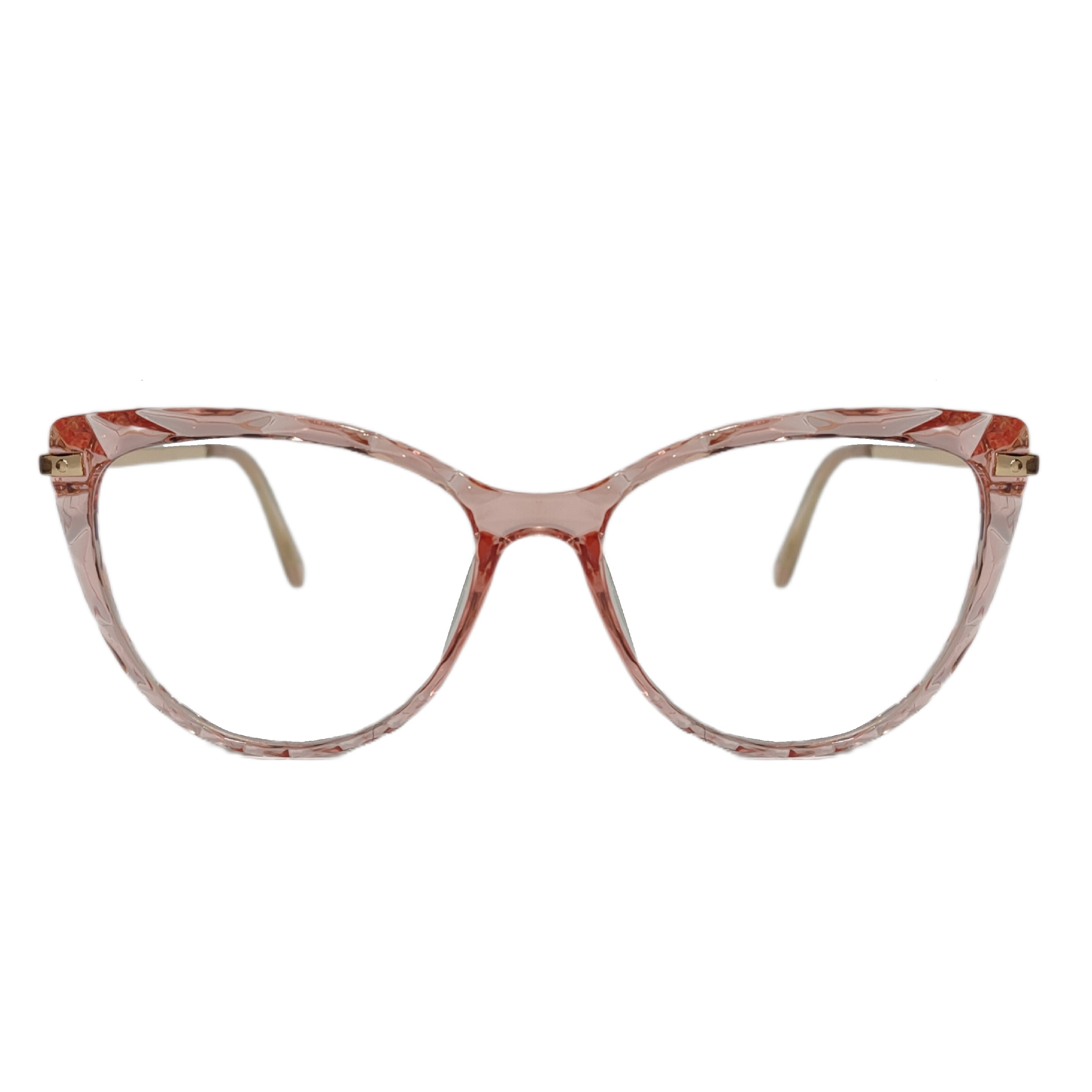 فریم عینک طبی زنانه مدل فریم کریستالی دسته فلزی گربه ای کد 0250