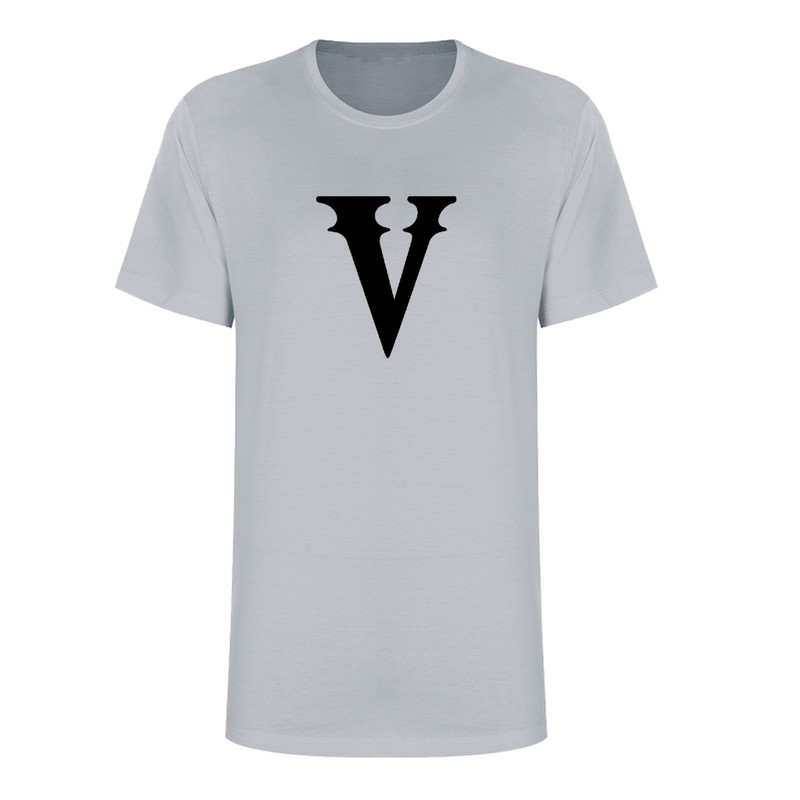 تی شرت آستین کوتاه زنانه مدل حرف V کد L257 رنگ طوسی