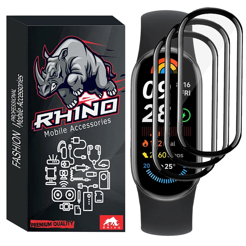 محافظ صفحه نمایش راینو مدل PMMA مناسب برای ساعت هوشمند شیائومی Mi Band 8 بسته 3 عددی